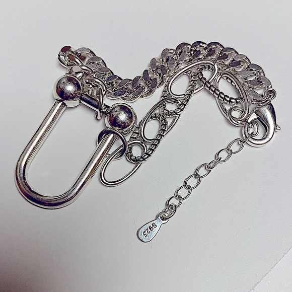 Sterling Silver Horseshoe Chain Link Bracelet - Picture 7 of 7